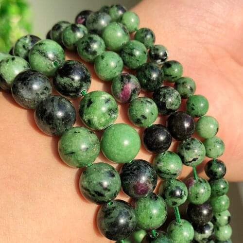 AA Natural Stone Epidote Zoisite Beads Smooth Round Loose Spacer Beads For Jewelry Making DIY Bracelet Accessories 6/8/10/12mm
