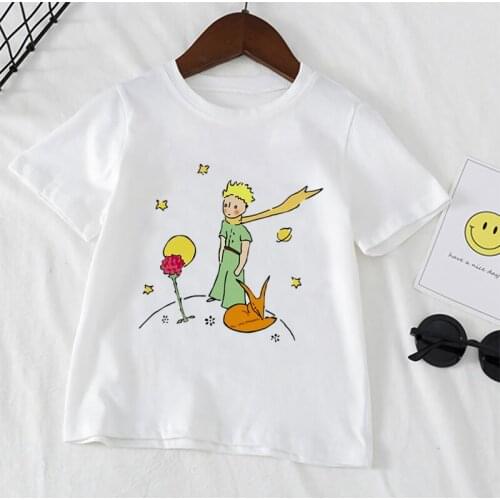 Children Le Petit Prince Print T-shirt Cute Cartoon Kids T Shirt Boys Girls Summer Kawaii Short-sleeved Tops Costume,YKP032