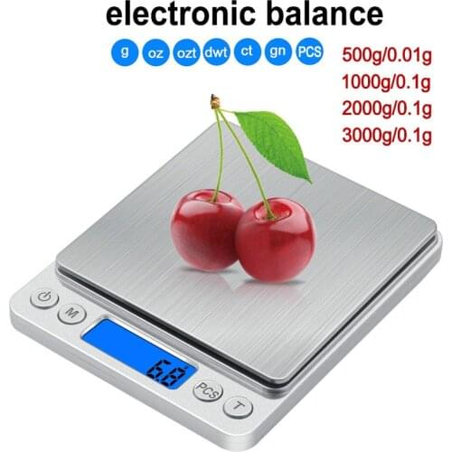500g/1/2/3kg LCD Precision Scale Gram Electronic Jewelry Scales Weight Balance Kitchen Scale for Tea Baking Digital Weighing