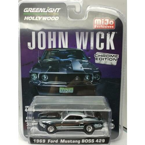 GreenLight 1:64 1969 JOHN WICKFast pursuit Electroplating Mustang BOSS 429 Edition Metal Diecast Model Car