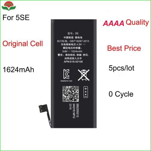 ISUN 5pcs/lot AAAA OEM Replacement Battery For Apple For Iphone SE/ 5 SE / 5SE 1624mAh