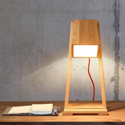Creative Wooden desk lamp table lights. bedside aisle lighting art decoration study reading lamp. E27 LED bulb as gift