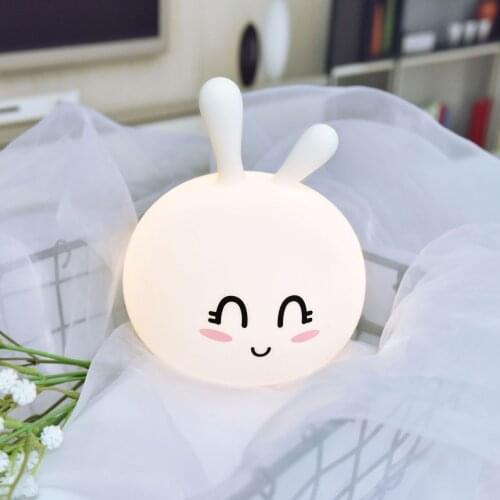 Rabbit silicone pat light creative usb induction novel atmosphere bedside led charging night light