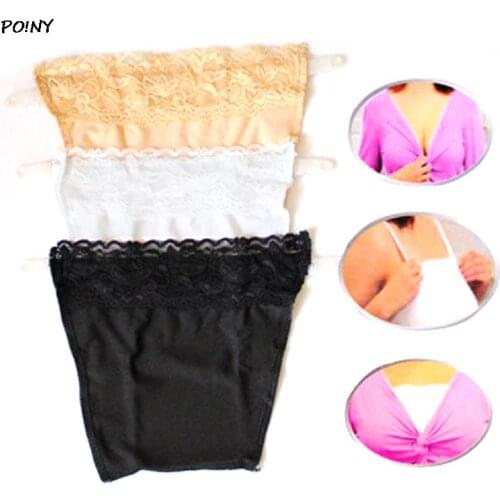 3pcs Lace Tube Bra With Elastic Band Women Quick Easy Clip-on Lace Mock Camisole Bra Insert Wrapped Chest Overlay Modesty Panel