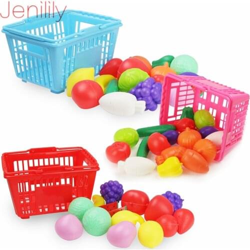Pretend Play Kitchen Toys Shopping Basket with Fruit Vegetables Birthday Toys For Girls Kid Educational Gift
