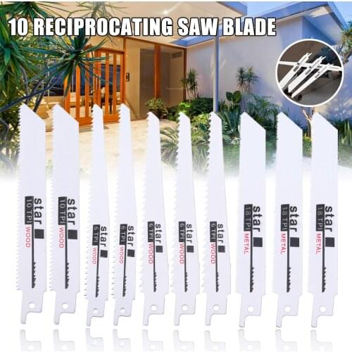10PC Reciprocating Saw Blade Wood Metal Cutting Tool White Carbon Steel Jig Saw Blade Power Tool Accessories