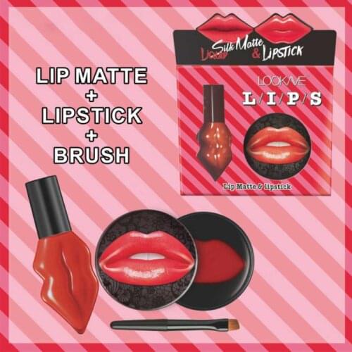3 In 1 Matte Lip Gloss Lipstick With Brush Kit Long Lasting Waterproof Red Velvet Liquid Tint Natural Lips Makeup TSLM1