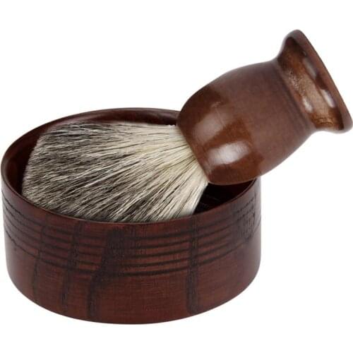 Fashion Brand Badger hair Men Shaving Brush Traditional with wood Shaving Mug Cup Bowl combination Levert Dropship N50