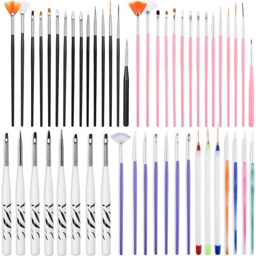 3/4/7/8/15Pcs Acrylic Nail Brush Set Gel French Manicure Brushes Decoration Liquid Powder Eyeliner Carving Drawings Nails Pen