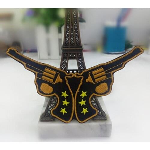Aonepatch Clothes patch Revolver suncha guns decorated with stars Embroidered iron on or sew on patch
