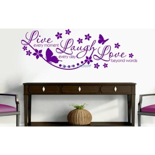 New Design Hot Selling Live Every Moment, Laugh Every Day, Love Beyond Words Wall Stickers Home Decor Living Room Bedroom LA180