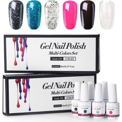 New Nail Polish Glue Set 6 Piece Set 8ML Pure Color Nail Polish Glue Set Box Nail Gel Polish