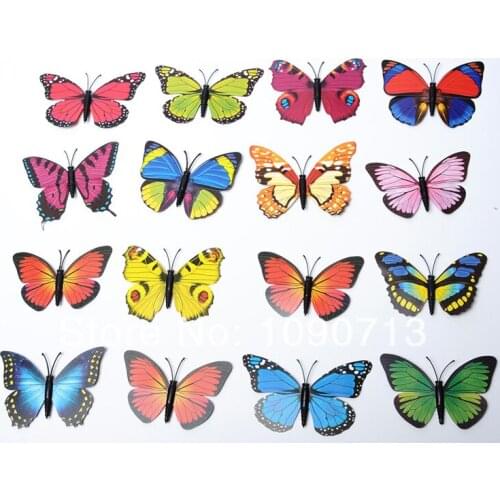 Whole Sale 100X 3D Artificial Butterfly Decorations Magnets Craft Fridge Room Wall Decor