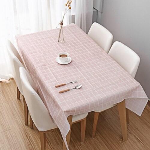 Plastic Waterproof Tablecloth Print Color Pink Wedding Birthday Party Table Cover Rectangle Desk Cloth Wipe Covers Table Cloth