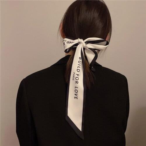 Long Pontail Holder Headband Hairbands Retro Letter Hair Ribbons Hair Scarf Bow Tie Hair Accessories For Women Girl Lady