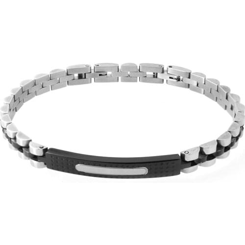Runda 2020 IP Black Chain Bracelet for Men Stainless Steel Fashion Bracelets Jewelry Clasp 22cm