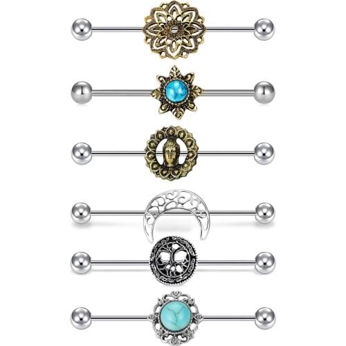 14G 1pc 16G Stainless Steel Industrial Barbell Earring Cartilage Body Piercing Jewelry 38mm 1&1/2 Inch Industrial Piercing Bar