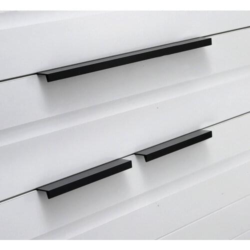 Gold Black Hidden Cabinet Pulls Aluminum Alloy Kitchen Cupboard Handles Drawer Knobs Furniture Handle Bedroom Hardware