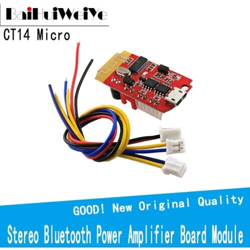 CT14 Micro 4.2 Stereo Bluetooth Power Amplifier Board Module 3.7v 5VF 5W+5W Mini with Charging Port for Refitting Idle Sound Box