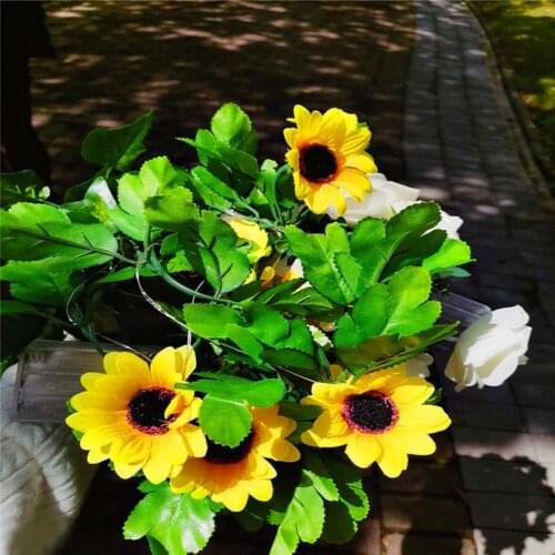 Flower LED String Sunflower Vine Fairy Lights 4.5V Battery Powered 2m 20LED Wedding Party Holiday Home Bedroom Decoration