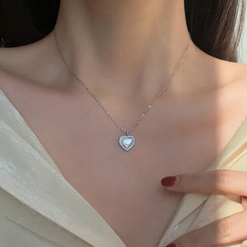 925 Sterling Silver Zircon Heart Pendent Necklaces For Women Girls Clavicle Chain Party Wedding Jewelry Accessories dz225