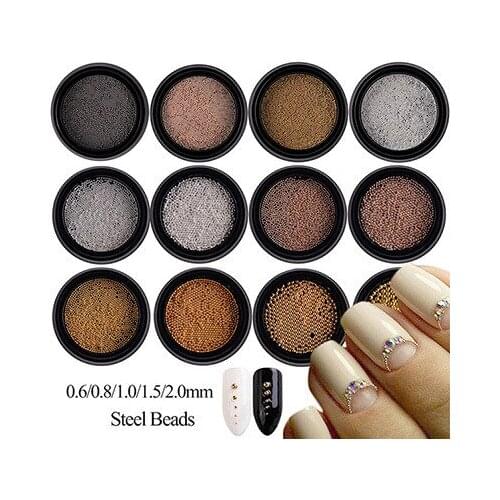 0.6MM to 2.0MM rose gold, gold and silver gray, 3D metal nail art decoration caviar beads manicure fake nail jewelry new arrival