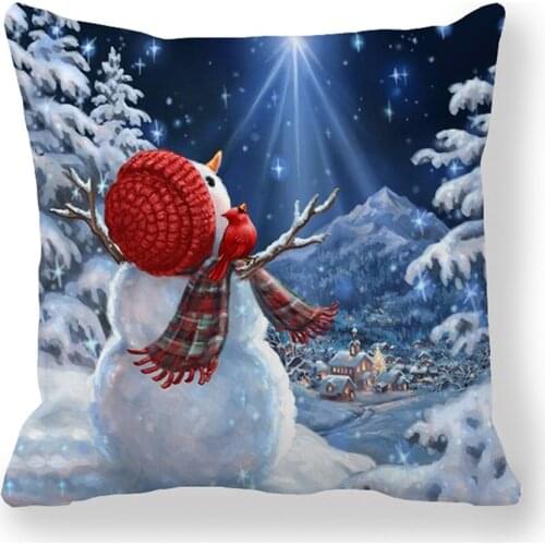 1PCS 45*45CM Pillowcase Happy New Year Christmas Pattern Printed Sofa Pillow Cover Bed Home Decor Cushion Cover Decoration Case