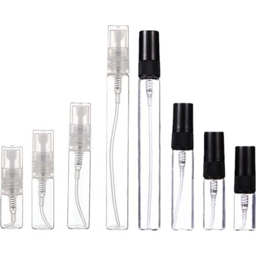 2ML 3ML 5ML 7ML 10ML Empty White Black Pink Blue Clear Transparent Glass Spray Atomizer Perfume Sample Refillable Bottles 50pcs