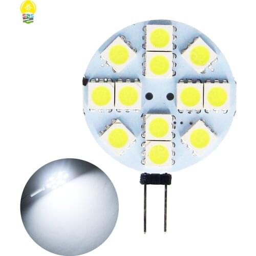 2pcs/lot AC DC 12V input SMD LED 2.4W G4 led BULB 12pcs 5050 SMD led chips 180 degrees Beam angle Warm cold white color