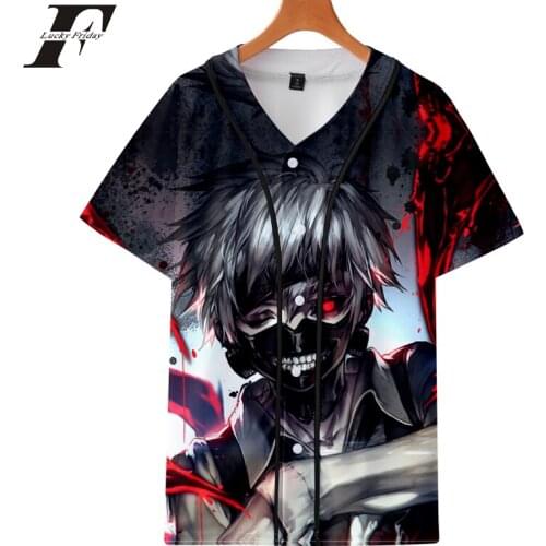 2019 3D Print tokyo ghoul Harajuku baseball T-shirts Men Clothes Short Sleeve Baseball Tees T Shirt Plus Size clothes