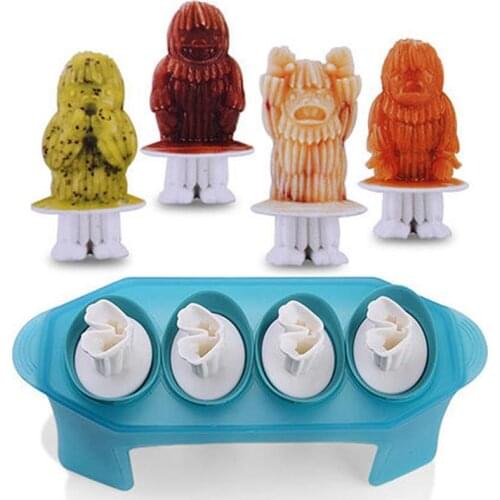 4-Cavity Silicone Popsicle Molds with Stick Ice Cream Tool Flexible Freezer Ice Mold Kitchen Supplies Lolly Mould Tray Bar Tools