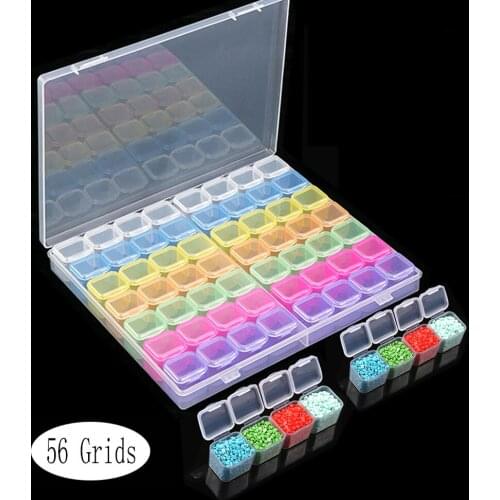 56 Slots Diamond Embroidery Box Diamond Painting Accessory Case Clear plastic Beads Display Storage Boxes Cross Stitch Tools gx