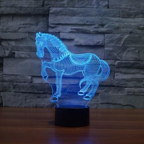 7 Colors Light for Home Decoration Lamp Amazing Visualization Optical Illusion Table Lamp 3D LED Night Light Zebra Horse