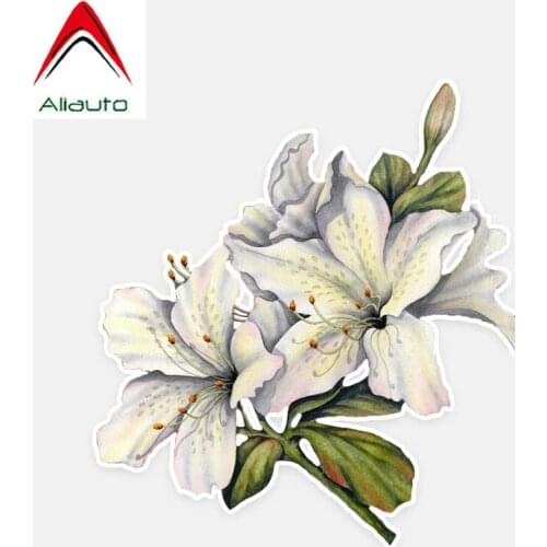 Aliauto Car Stickers Beautiful Lily Flower Accessories Decor Vinyl Decal for Peugeot 308 Kia Rio Opel Astra Hyundai ,12cm*11cm