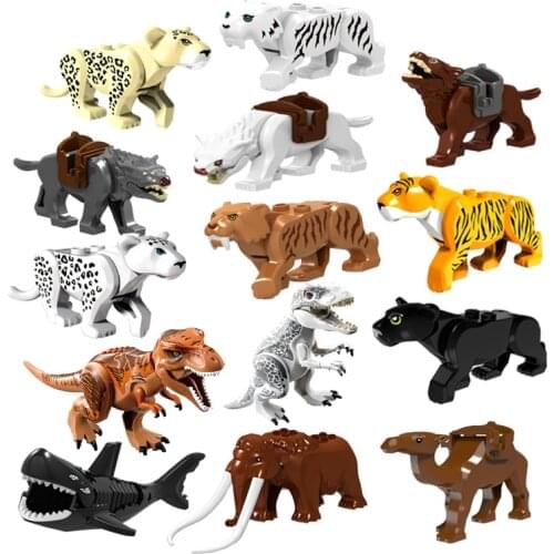 Locking Animal Dinosaur Spider Tiger Leopard Polar Bear Elephant Shark Black Camel Whale Figures Building Blocks for Kids Toys