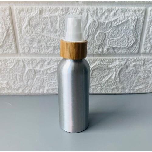 Spray bottle 30ml 50ml 100ml 120ml bamboo container Aluminium Spray Atomiser Bottle Bamboo Lid emty bottles cosmetic
