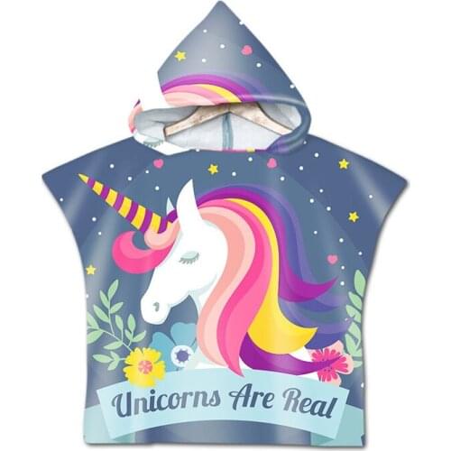 Kids Cartoon Hooded Towel 3D Unicorn Bath Towels Girls Hooded Bathroom Towel Wrap Baby Children Hooded Bat Towel