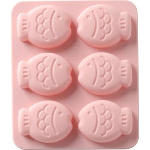 DIY Baking Pan 6 Cavities Cartoon Cute Fish Shapes Cake Molds Household Silicone