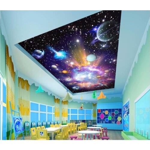 Custom photo 3d ceiling murals wallpaper Colorful galactic universe decoration painting 3d wall murals wallpaper for living room