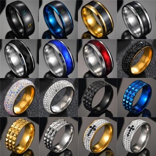 New Trendy Crystal Cross Ring Stainless Steel Temperature Sensitive Rings for Women Men Jewelry Christmas Gift