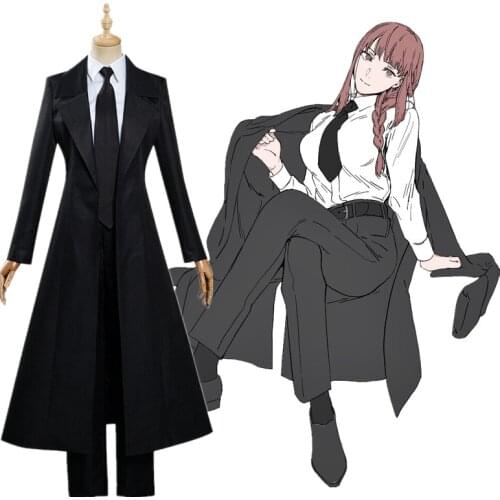 Chainsaw Man Makima Cosplay Costume Set Coat Shirt Pants Tie Suit Props