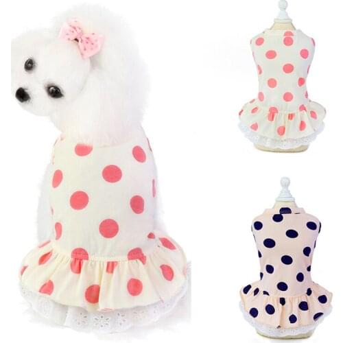 Summer Polka Dot Print Puppy Dog Cat Dresses for Yorkies Chihuahua Clothing Soft Cotton Pet Clothing for Dogs Cats Pets Skirt