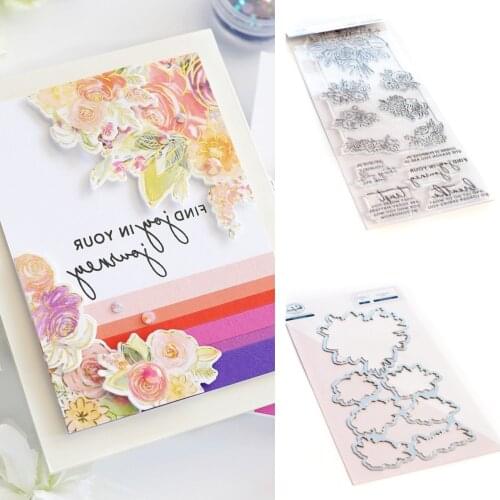 Flower Letter Metal Cutting Dies and Silicone Stampsfor Scrapbooking Album Decoration Craft for DIY Greeting Card Making 2021