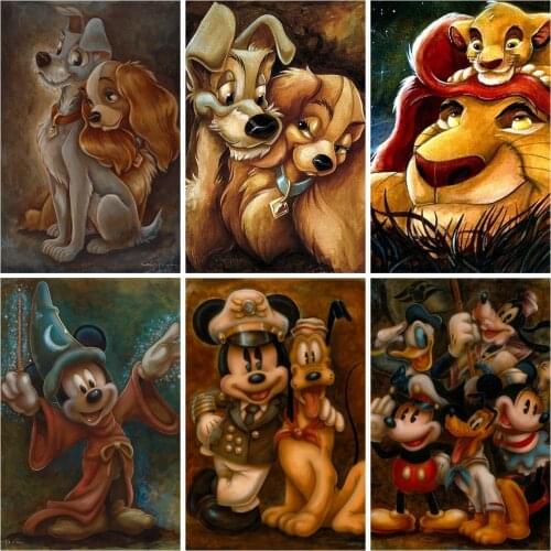Disney Cartoon Lady And The Tramp 5D Diamond Painting Cross Stitch Kits Embroidery Full Square Drill Mosaic Resin HomeDecor Gift