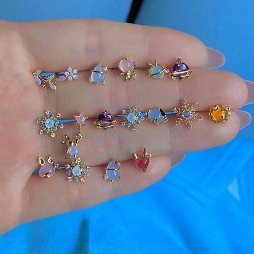 Blast Off Stud Set Of 4 Pieces Outer Space Design 100% 925 Sterling Silver Minimal Delicate Lovely Small Stud Dainty CZ Earring