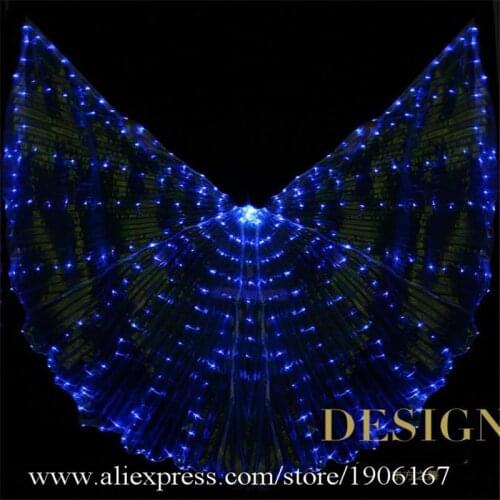 Newest Colorful LED Luminous Belly Dance Cloak Light Up Butterfly Wings Illuminated Led LightingParty Event Stage Props Dress