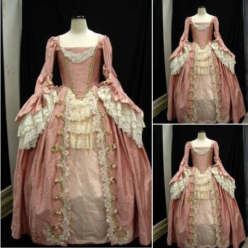 2017 New!Customer-made Luxs Pink Victorian Dresses 1860S Civil War dress Marie Antoinette Ball gown dresses All size C-1066