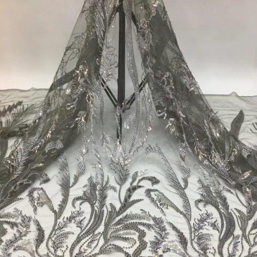 New Arrival Handmade Beads Lace Embroidery African Lace Fabric High Quality French Nigerian Mesh Lace Fabrics for Sewing A7416