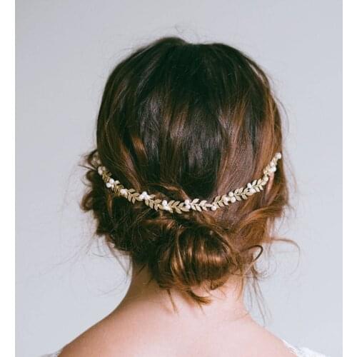 Handmade Leaf Floral Wedding Bridal Headbands Tiaras Crystal Pearls Hairbands Headdress Wedding Hair Accessories ободок для воло