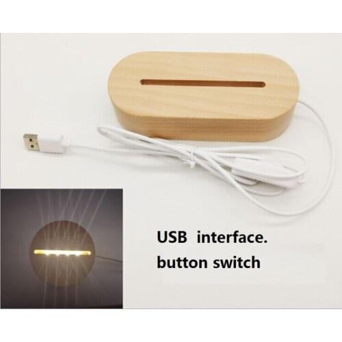 Wholesale Wooden Base Flash Lighting Crafts Gifts Wood Creative Table Lamp Led Night Lights Lamp USB Beside Desk Lights